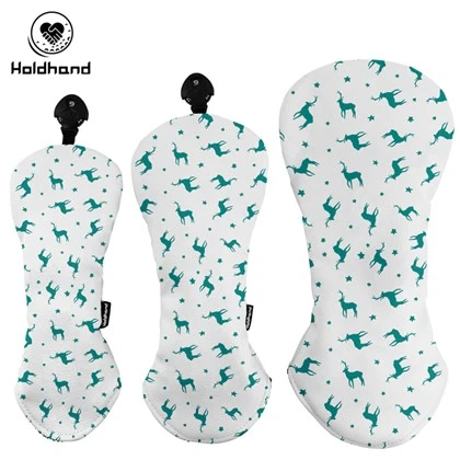 Gorchuddion Pen Golff Lledr Gyrrwr Hybrid Headcover 3 Gorchudd Pren
