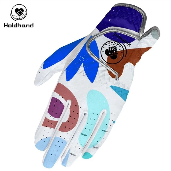 Art Style Colorful Printing Wholesaler Ladies & Mans Golf Gloves Custom Color PU Synthetic Leather