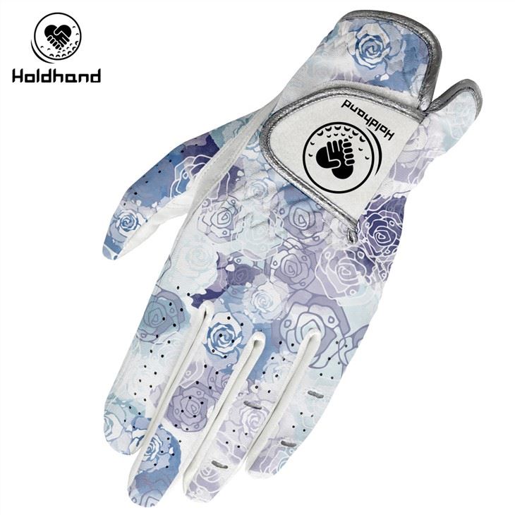 Argraffu blodau lafant cyfanwerthwr Grace Golff Menig Lliw Custom PU Lledr Synthetig