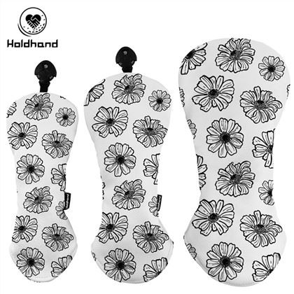 Black Daisy Petal Print Headcover Golf Driver Headcover